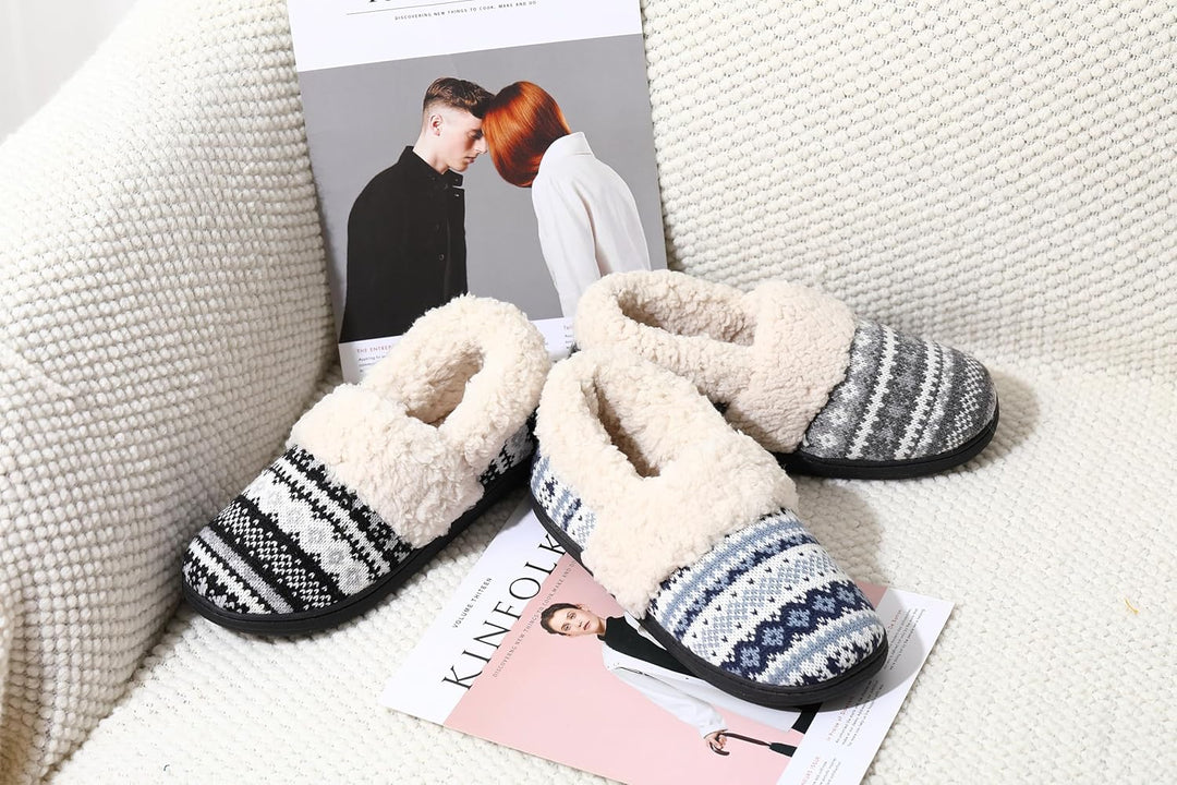 Winter Knitted Slippers - CozyCloud-Black-4-The Livary
