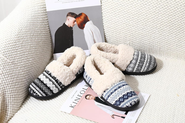 Winter Knitted Slippers - CozyCloud-Black-4-The Livary