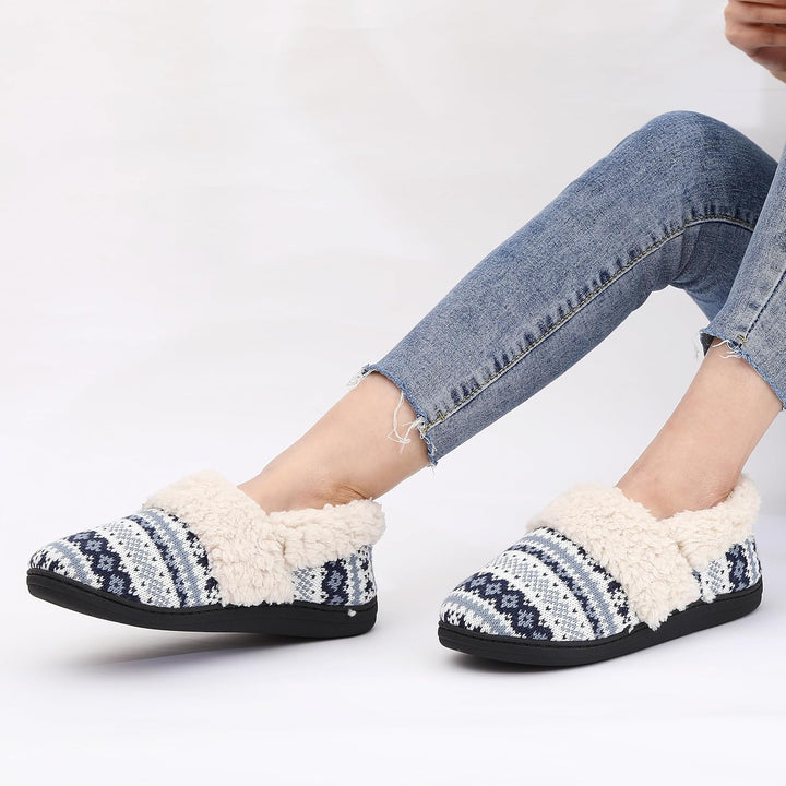 Winter Knitted Slippers - CozyCloud-Black-4-The Livary