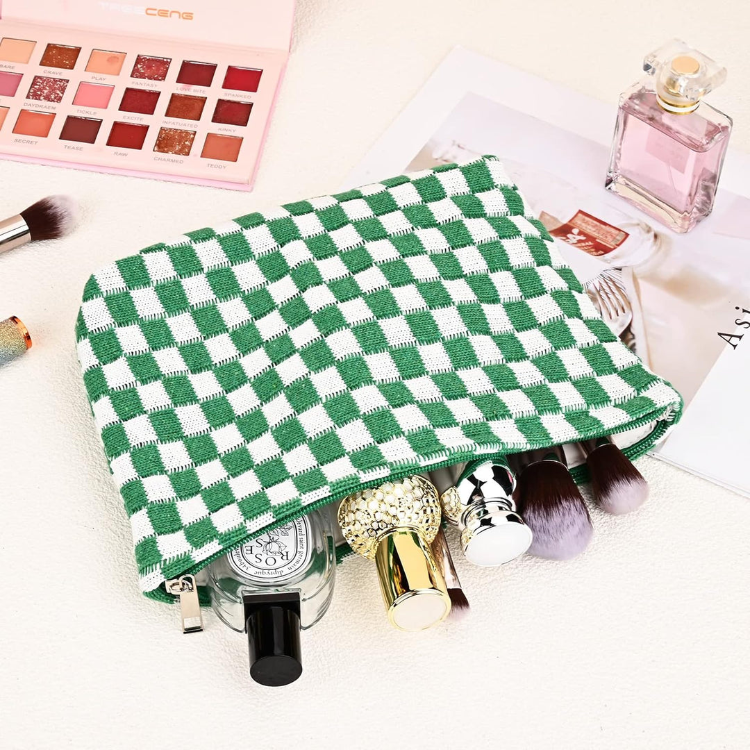Must-Have Checked Make-up Bag Set-Red-The Livary