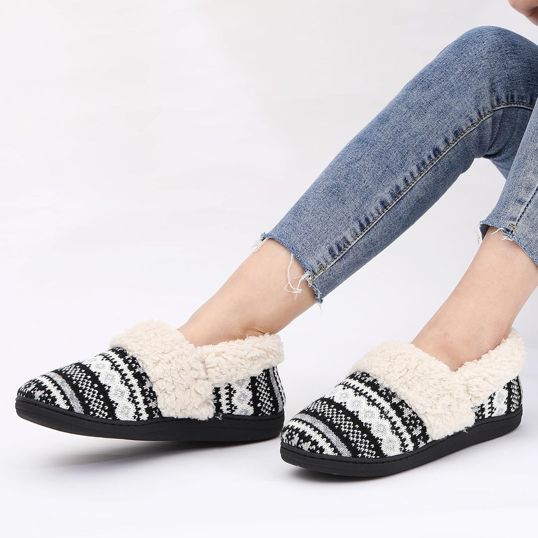 Winter Knitted Slippers - CozyCloud-Black-4-The Livary