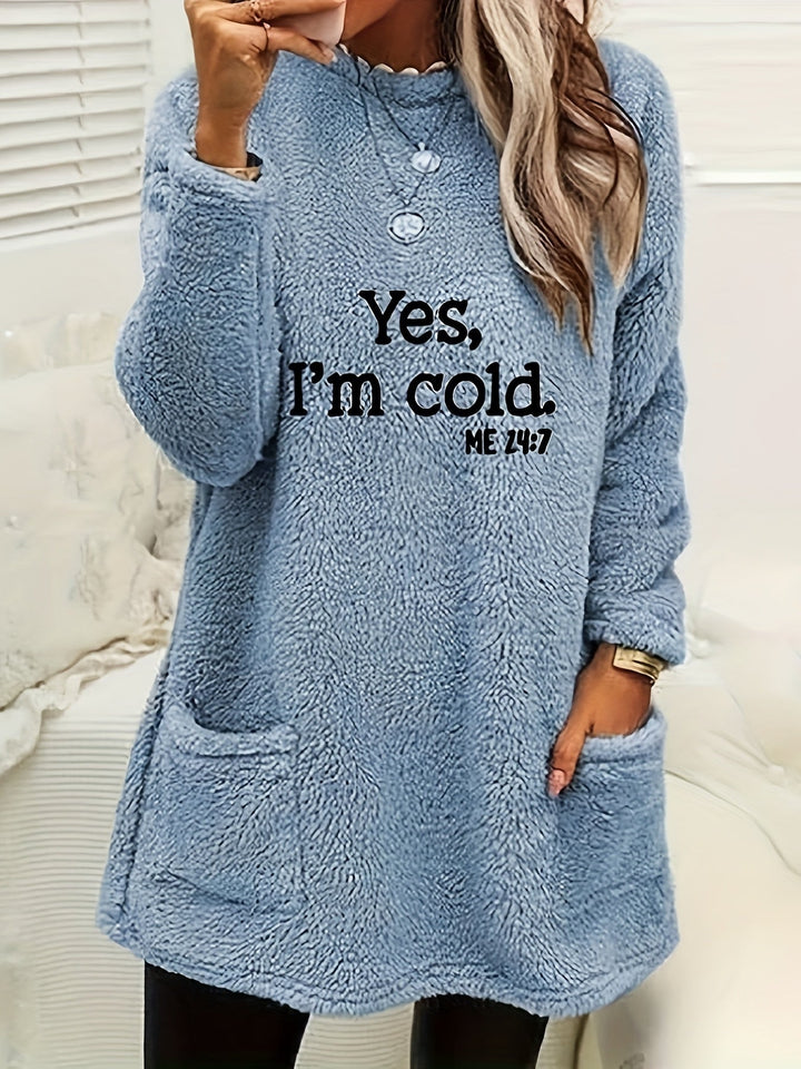 Comfortable Fleece Sweatshirt with Print - Luna-Light blue-S-The Livary