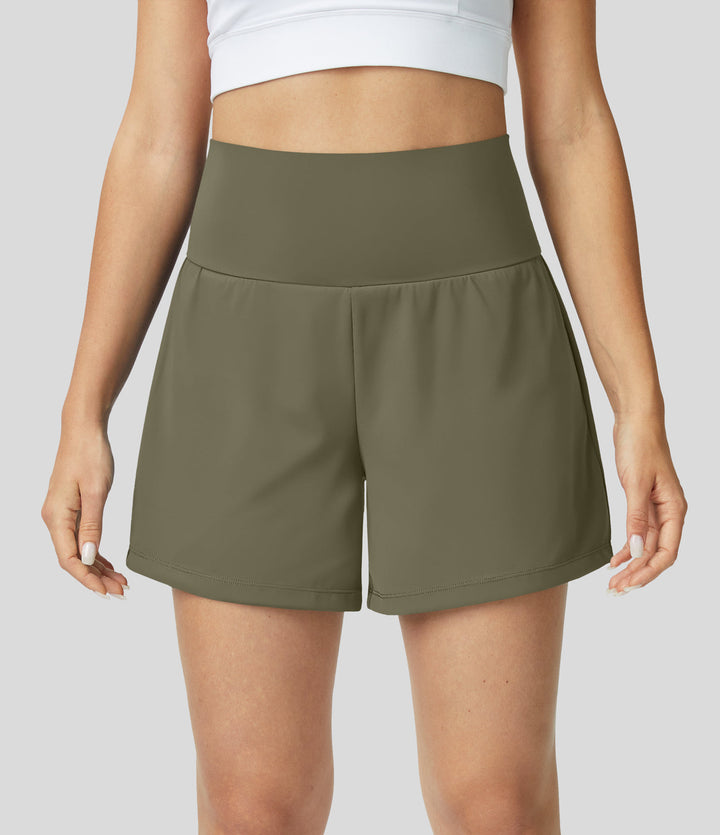 Breathable & Quick-drying High-Waist Fitness Shorts for Women – Mirabella-Army green-S-The Livary
