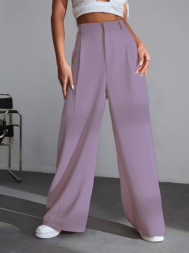 Luxury Plain Trousers With Wide Legs - Lana-S-Purple-The Livary