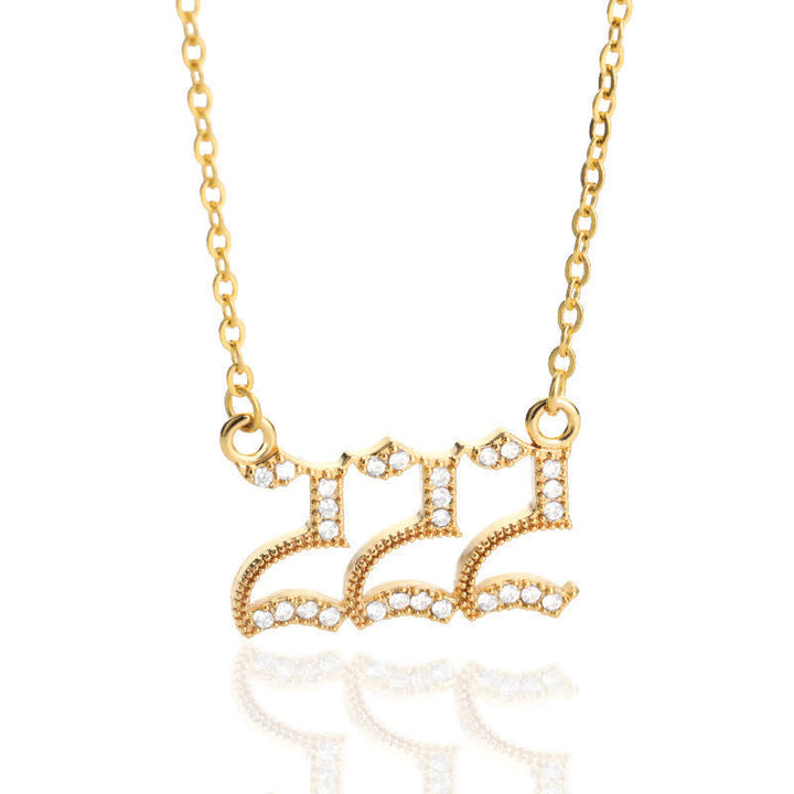 Zirconia Angel Numbers Necklace - Seraphina-Gold-222-The Livary