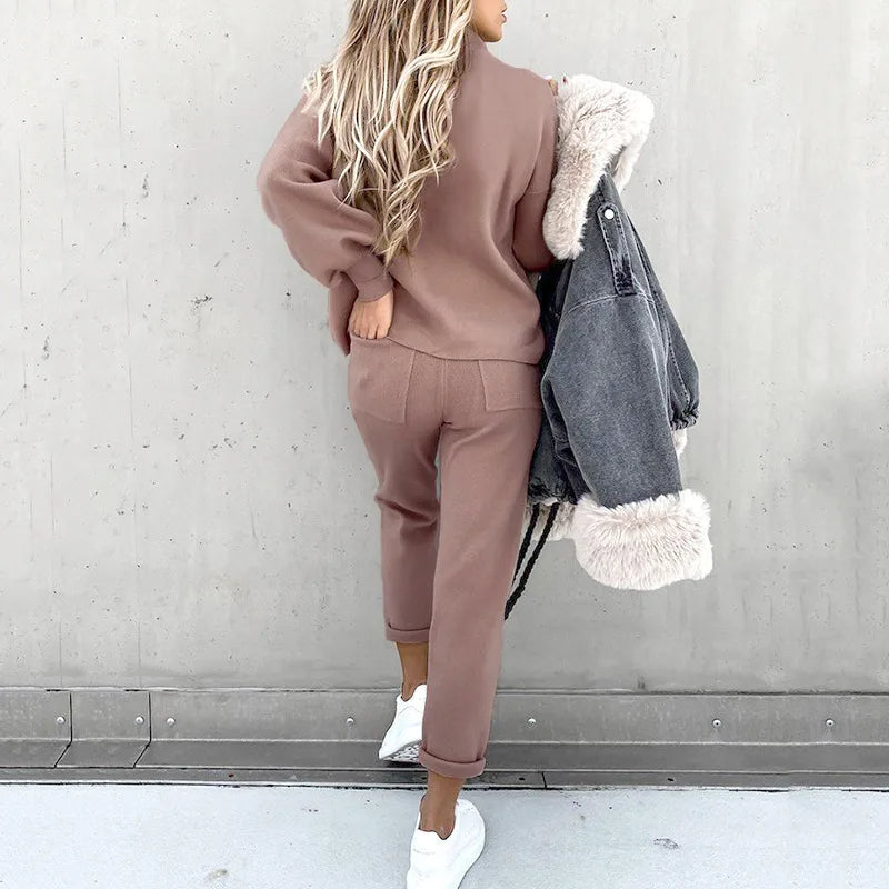 Comfortable Two-Piece Tracksuit - Zoë-Coffee-S-The Livary