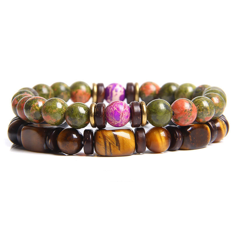 African Turquoise & Tiger Eye Bracelet - Naya-Tiger's Eye & Unakite-The Livary