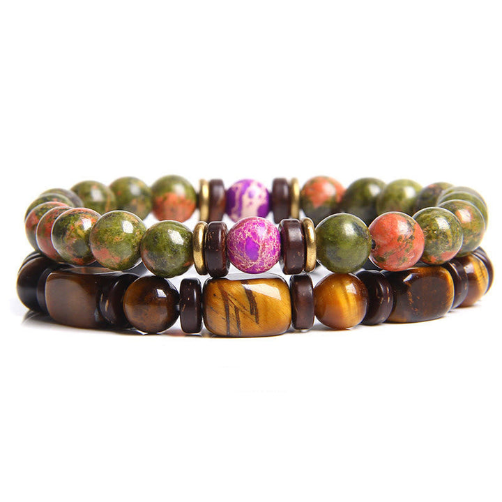 African Turquoise & Tiger Eye Bracelet - Naya-Tiger's Eye & Unakite-The Livary