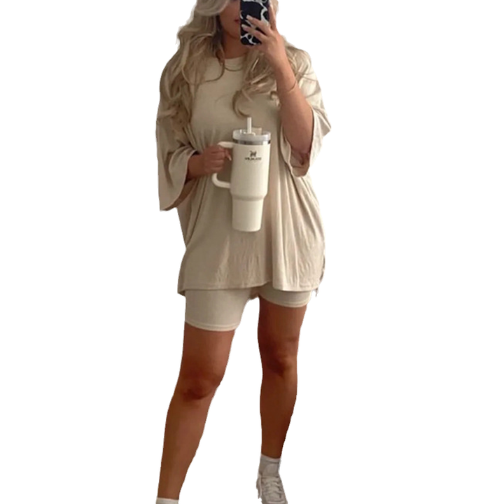 Two-piece lounge and leisurewear for women – Fenja-Oatmeal-S-The Livary