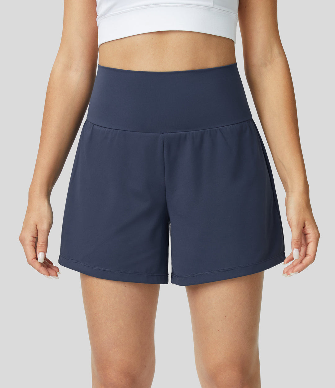 Breathable & Quick-drying High-Waist Fitness Shorts for Women – Mirabella-Navy blue-S-The Livary