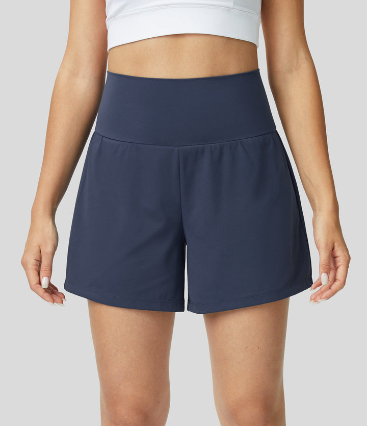 Breathable & Quick-drying High-Waist Fitness Shorts for Women – Mirabella-Navy blue-S-The Livary