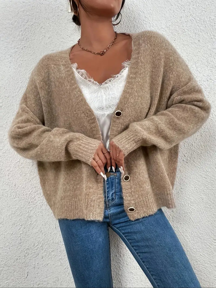 Khaki Knitted Sweater for Women - Evelyn-S-The Livary