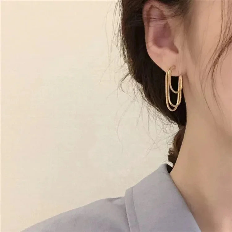 Three-Layer Chain Earrings - Aurelia-Gold-The Livary
