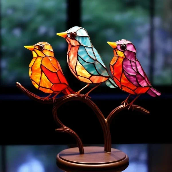 Coloured Glass Birds for Chic Interior Design - ChicGlass Birds-3 Birds (type 2)-The Livary