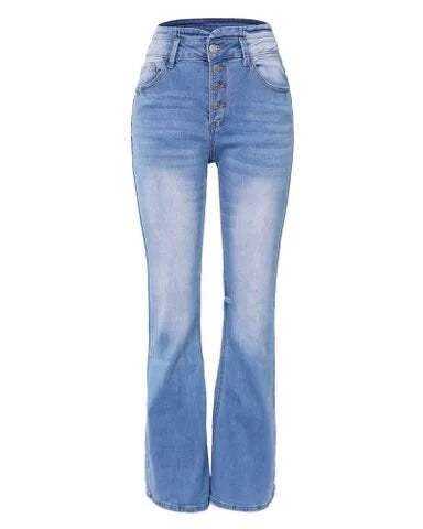 Trendy High-Waisted Denim Trousers - Mila-Blue-S-The Livary