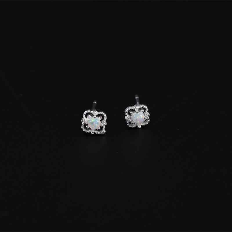 Delicate Vintage Earrings with Opal - Seraphina-Silver-The Livary