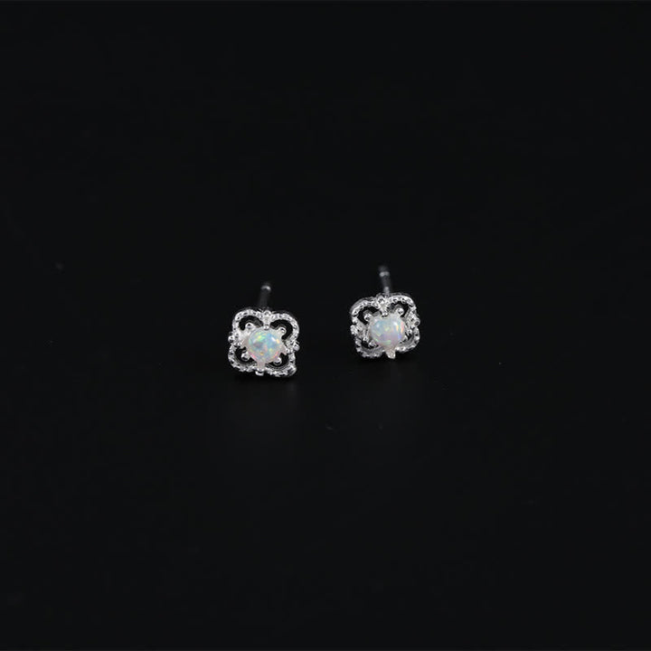 Delicate Vintage Earrings with Opal - Seraphina-Silver-The Livary