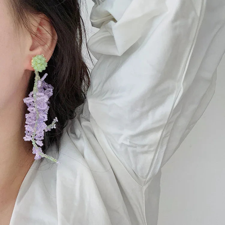 Wisteria Cluster Earrings with Forest Theme - Aurelia-The Livary