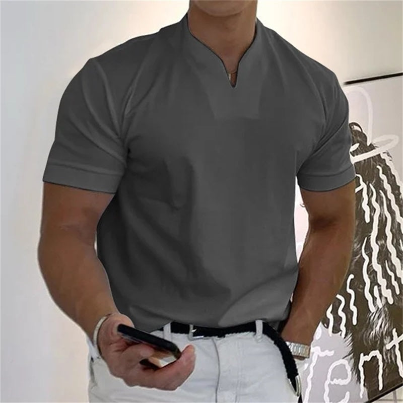 Breathable men's fitness shirt with V-neck – buy 1, get 1 free – Timo-Grey-M-The Livary