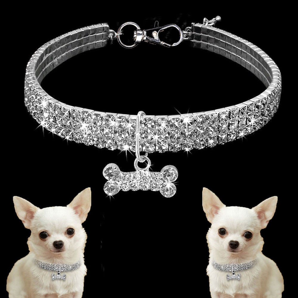 Premium Pet Collar - Bling It On-White-S 7.68x.79x.39 inches-The Livary