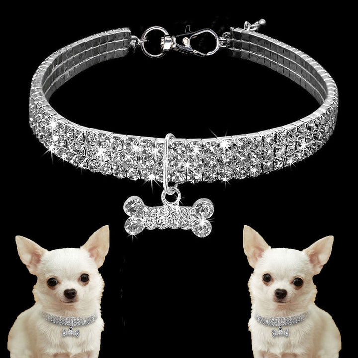 Premium Pet Collar - Bling It On-White-S 7.68x.79x.39 inches-The Livary