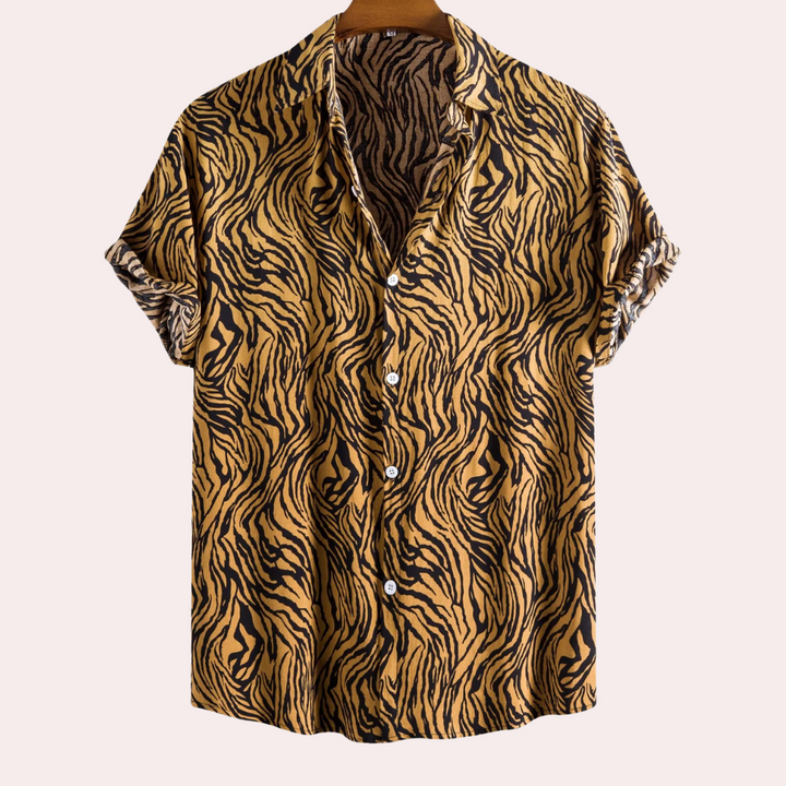 Trendy Tiger Print Shirt with Button Closure - Oscar-S-The Livary