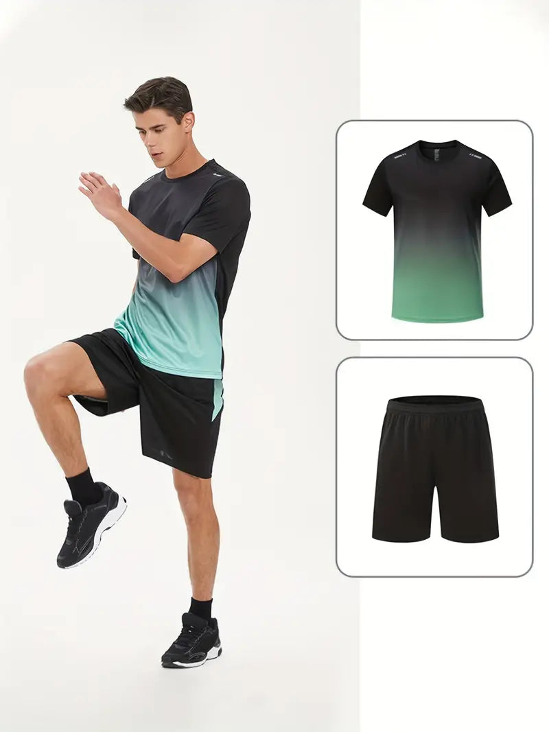 Two-piece breathable men's sports set – Jarek (Buy 1, Get 1 Free)-Black-Green-S-The Livary