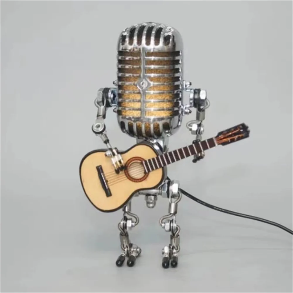 Decorative Microphone Robot Lamp with Guitar – Max-Yellow-The Livary