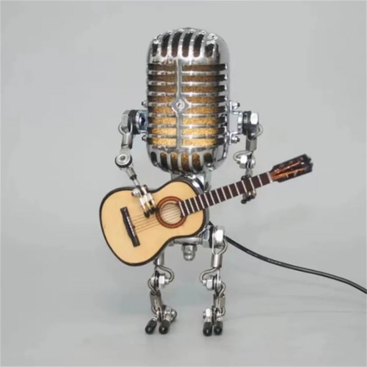 Decorative Microphone Robot Lamp with Guitar – Max-Yellow-The Livary