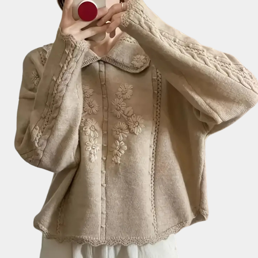 Knitted Flower Sweater for Women - Emma-The Livary