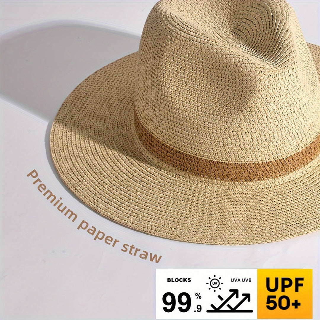 Trendy sun hat with a wide brim for ladies and gentlemen – SunShield Panama-Khaki-M/L-The Livary
