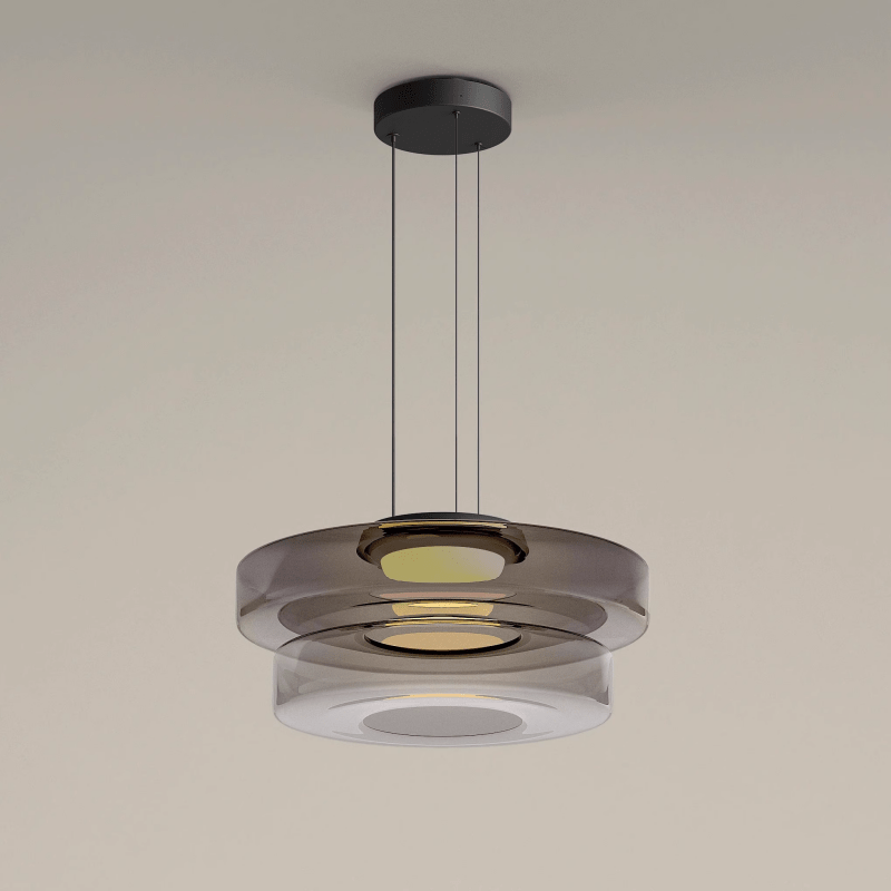 Modern Glass Pendant Light in Bauhaus Style - AuroraSphere-Smoke grey-2 Level-D 13.78 x H 8.66 inches-The Livary