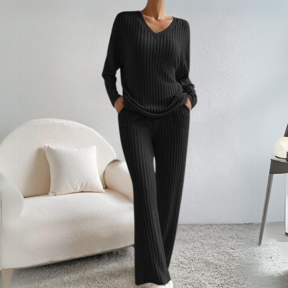 Comfortable Lounge Set for Women - Maren-Black-XS-The Livary