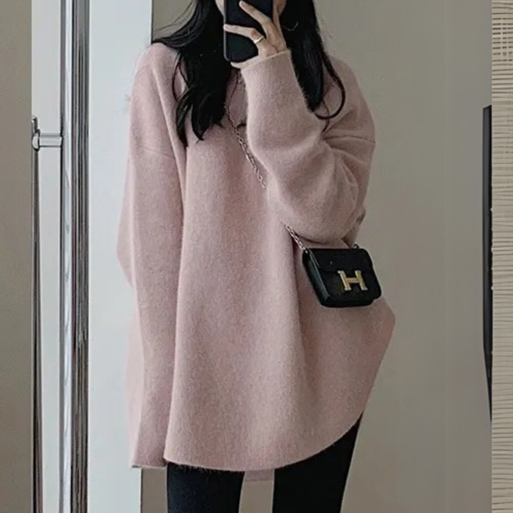 Comfortable Knitted Women's Sweater - Noor-Pink-The Livary