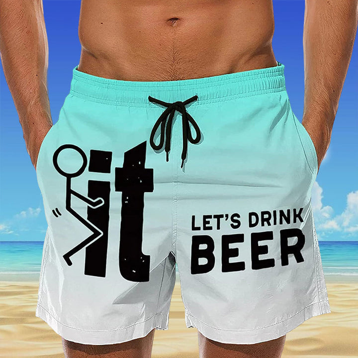 Hawaii Men's Swim Shorts with Elastic Waistband – Fabio-Blue-2XS-The Livary