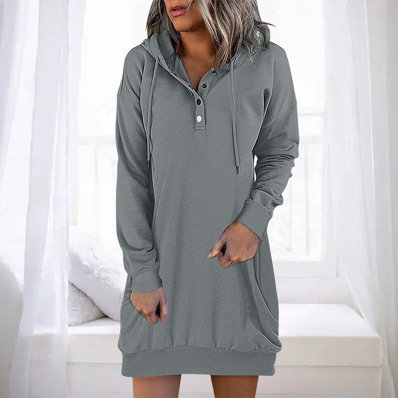 Minimalistic Long Women's Hoodie – Valeria-Gray-S-The Livary