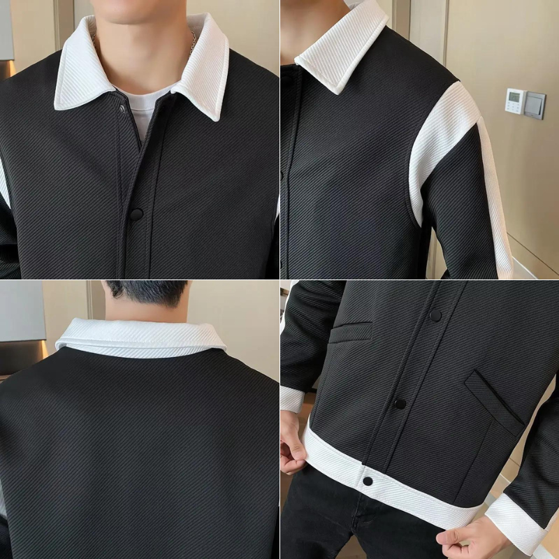 Patchwork Jacket for Men - Alessandro-Black-S-The Livary