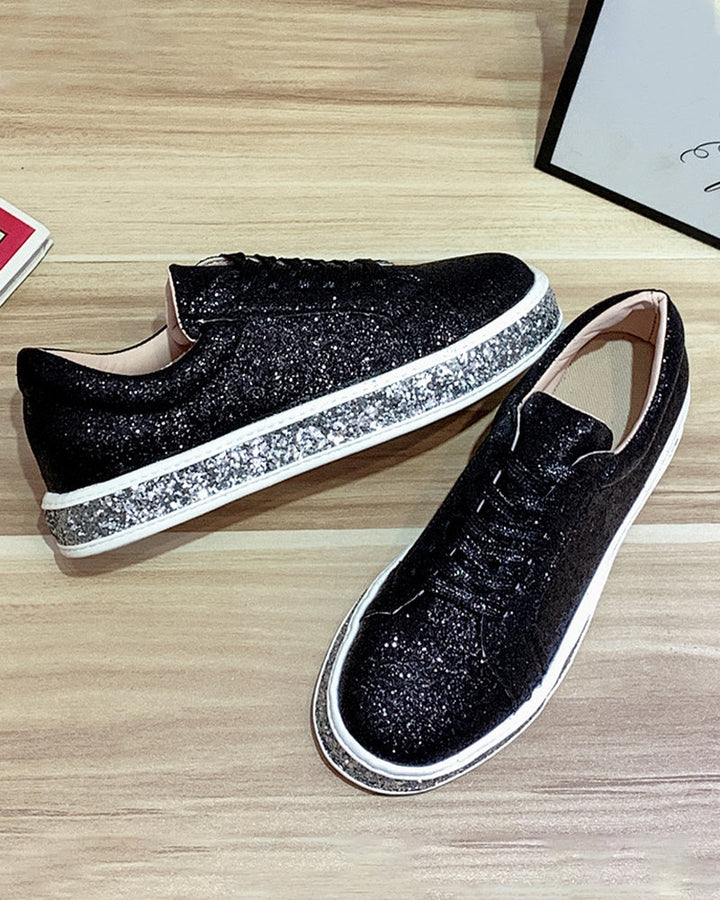 Stylish Platform Glitter Ladies Sneakers - Sienna-Silver-2.5-The Livary