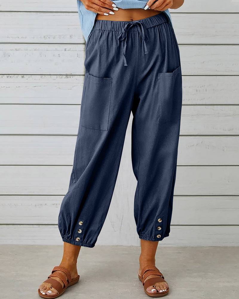 High-Waisted Women's Trousers – Olivia-Dark blue-S-The Livary