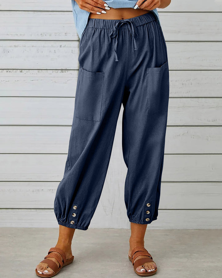 High-Waisted Women's Trousers – Olivia-Dark blue-S-The Livary