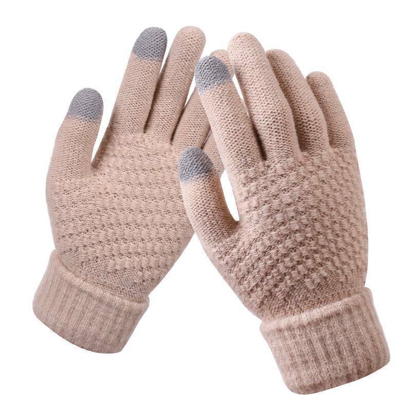 Knitted Touchscreen Gloves for Women - Amara-Khaki-The Livary