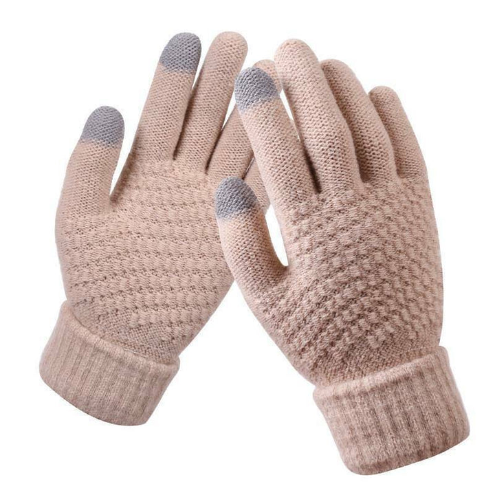 Knitted Touchscreen Gloves for Women - Amara-Khaki-The Livary
