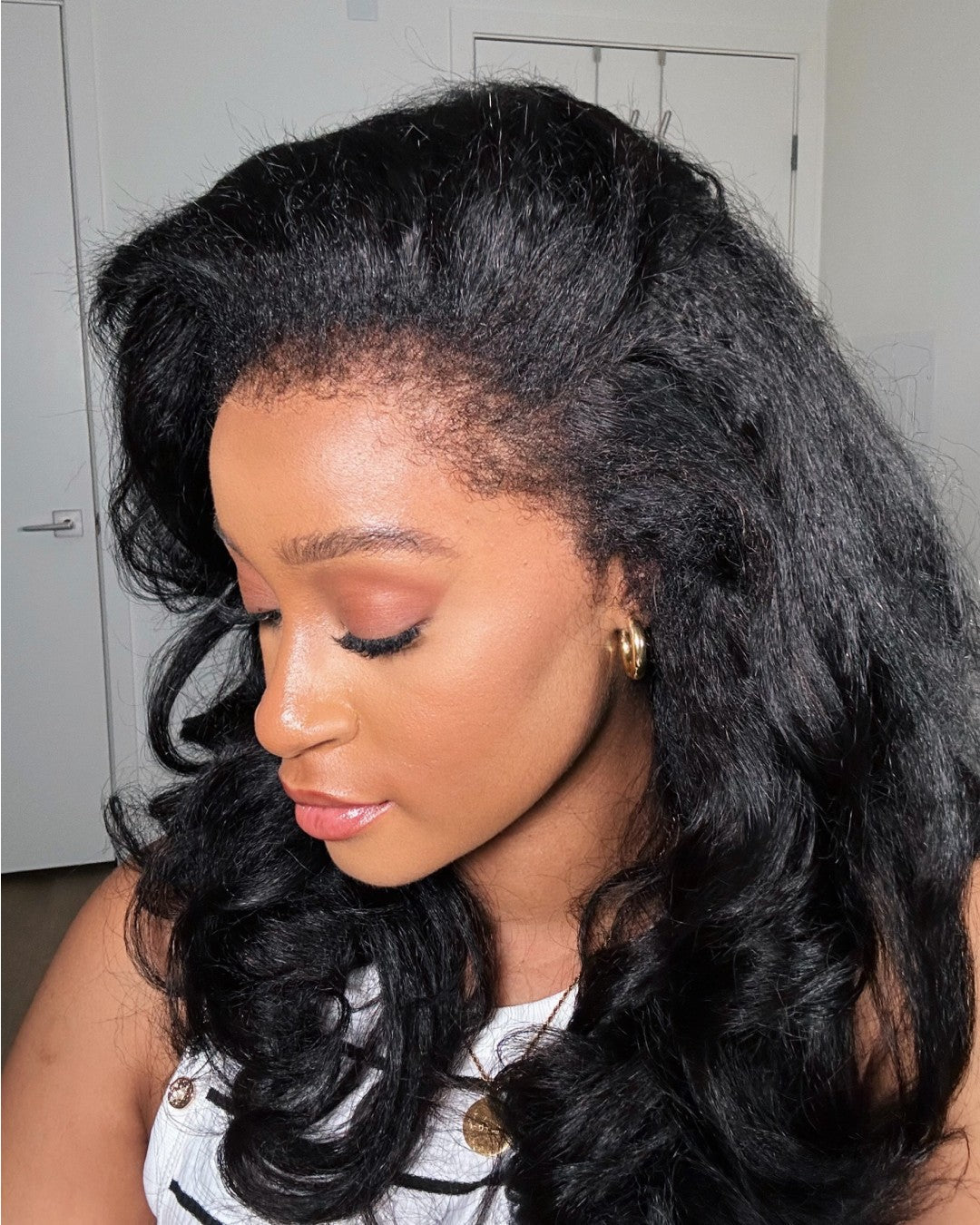 Black HD Lace Wig with Body Wave & Curly Edges – Amara-The Livary