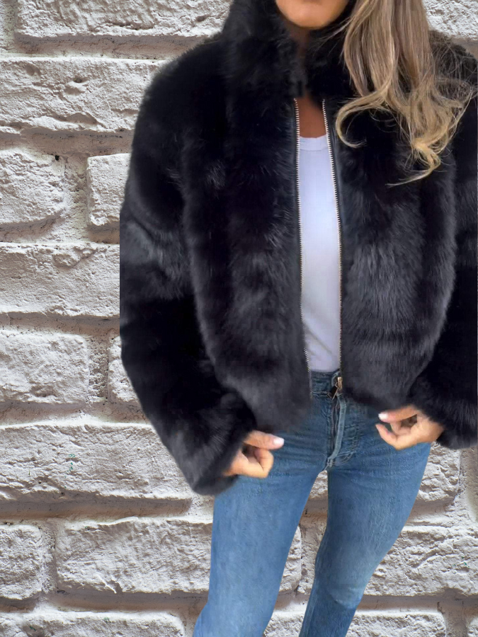 Luxury Soft Ladies Coat - Aurora-Black-S-The Livary