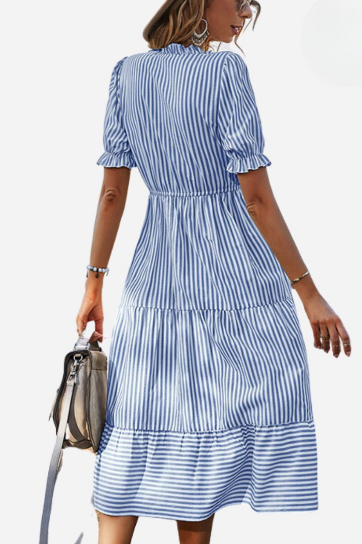 Striped summer midi dress – Amira-Pink-S-The Livary