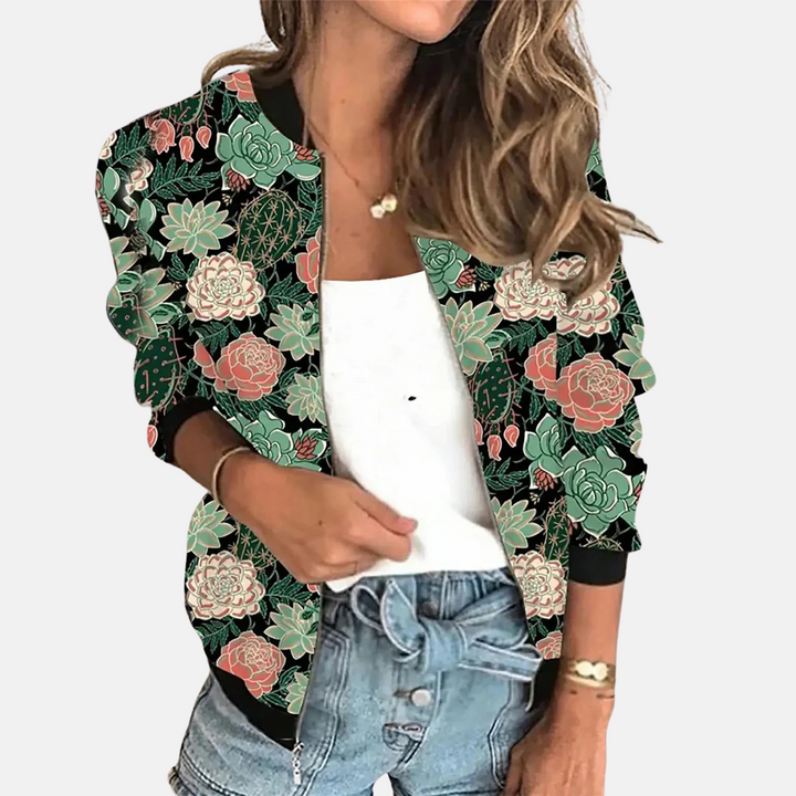 Ladies Retro Bomber Jacket with Print – Zoë-A-XS-The Livary