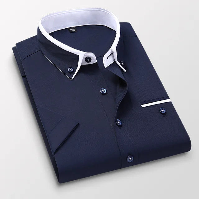 Men's Short Sleeve Shirt - Victor-Dark blue-M-The Livary