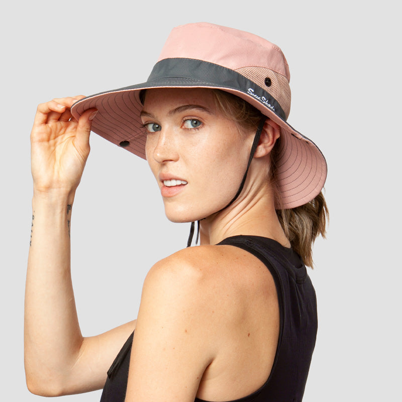 Breathable UV Protection Women's Sun Hat Foldable with Ponytail Opening – Liane (Buy 1, Get 1 FREE)-Red-The Livary