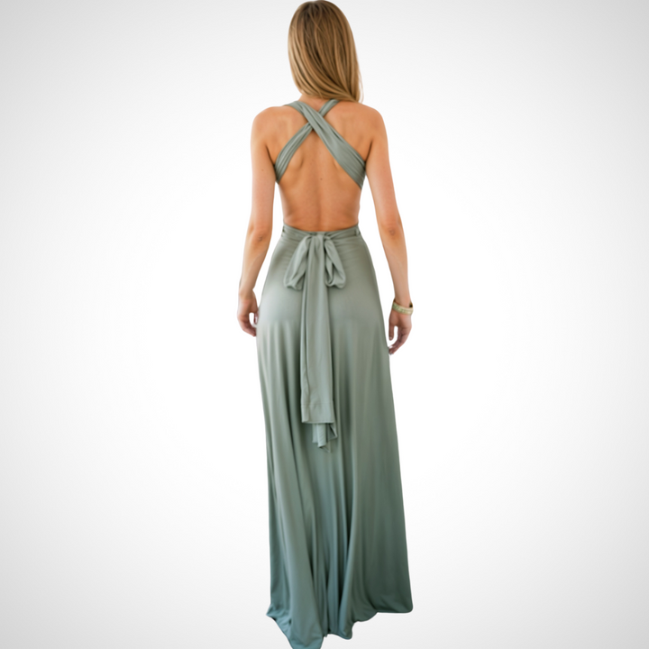 Elegant wrap maxi dress with a feminine fit – Celine-Black-S-The Livary