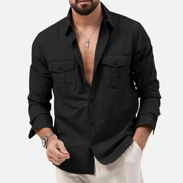 Stylish Men's Cargo Shirt - Tobias-Black-S-The Livary